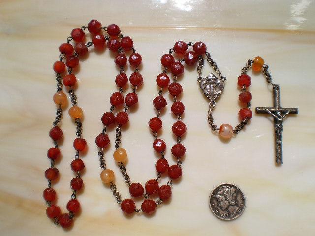 Sold for $95.00 Extremely Rare Carnelian and Silver Antique French Rosary This is one of the most intriguing rosaries I've had.