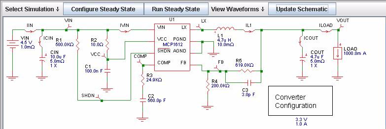 STEADY STATE ANALYSIS The Steady State Analysis can be selected in the Simulation pull-down menu shown in Figure 10. This analysis will generate circuit waveforms under steady state conditions.