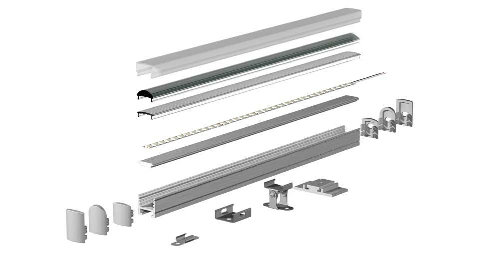 PROFILE LENS ENDCAPS BRACKETS ACCESSORIES LENGTH Usage example To order a linear lighting fixture using a single LED strip, you can choose a profile from the 1000 Series.
