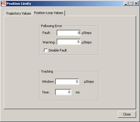 Stepnet Panel Amplifier User Guide Stepper Mode Phase and Tune 6.2.1.3 Open the Position Loop Values tab. 6.2.1.4 Set the following Position Loop Values options as needed.