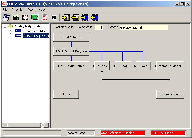 Using CME 2 Stepnet Panel Amplifier User Guide 8.1: CME 2 Overview 8.1.1: Main Screen Overview The CME 2 features called out in the diagram below are described in the following sections.