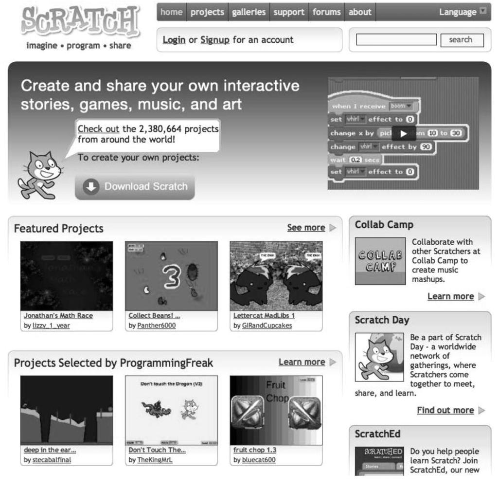 Figure 4. Scratch Website and online community.