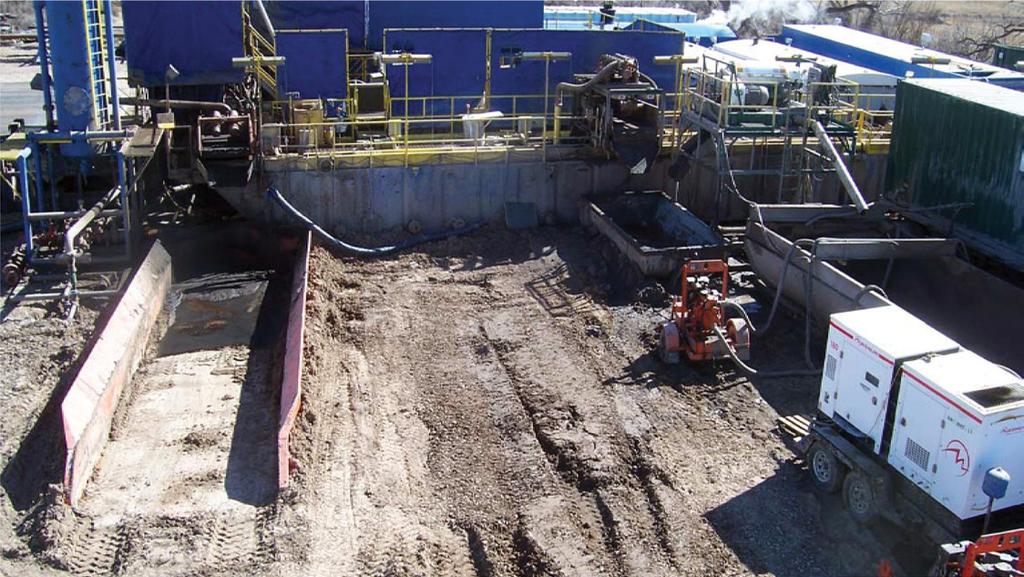 The dewatering unit would then reclaim the water from the used drilling fluid and recycle it back to the operation to maintain mud properties, surface volume, and/ or other needs on location.