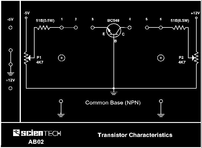 Experiment Objective : Study the characteristics of NPN transistor in common base configuration and to evaluate 1. Input resistance 2. Output resistance 3. Current gain Equipments Needed : 1.