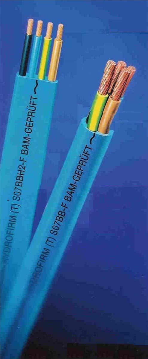 HYDROFIRM (T) Cables for use in Ground Water and Drinking Water Finely stranded copper conductor EPR insulation Special synthetic rubber sheath Until now, the renowned HYDROFIRM TGK cables were