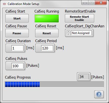 4.7 Calibration Mode Setup Window The purpose of the Calibration Mode Setup window is to configure a series of uniform injection command pulses to the enabled channel of each DI Driver module.