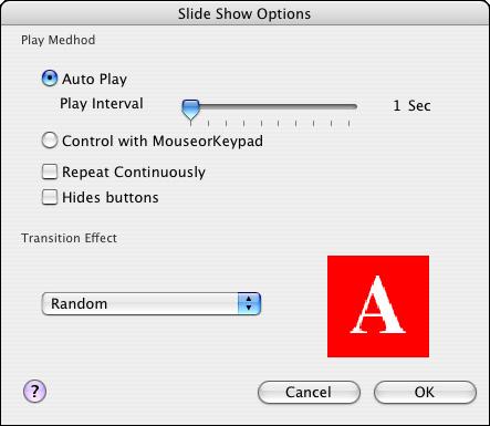 Set the play method and transition effect for the slide show and then click the [OK] button.