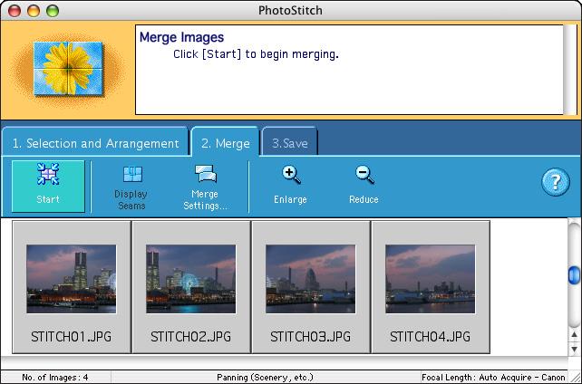 Merging Images to Create Panorama Images You can merge up to four JPEG images to create panorama images. For merging images, start up the image-merging software PhotoStitch from IB and use.