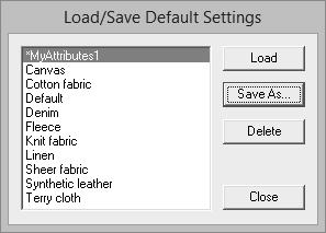 cc "Specifying sewing ttriutes" on pge 54 2 If necessry, chnge the settings, nd then Deleting group of settings from the list 1 In the [Lod/Sve Defult Settings] dilog ox, select the group of settings