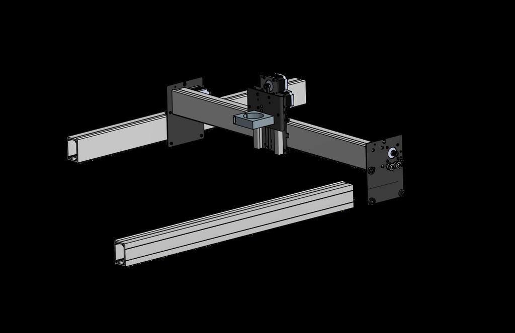 STEP 5 Y-Axis Rail Assembly 1.) Completed Assembly from Step #3 2.) 2x 40 Extrusions With the eccentrics on both Y-Axis plates in the fully open position, slide each rail through the carriages.