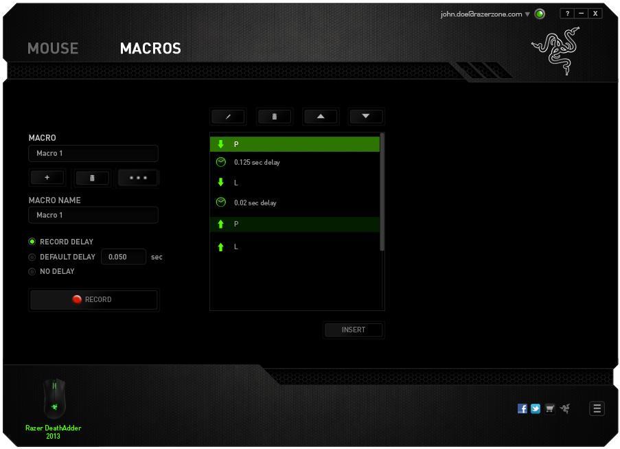 Once you have recorded a macro, you may edit the commands you have entered by selecting each command on the macro screen.