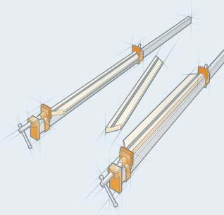 Tighten the clamps, gradually adjusting one at a time, until all four miter joints are perfectly aligned and drawn tightly together.