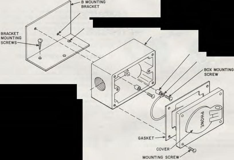 15 The B weatherproof male or female jack mounts in the B outlet box on the B mounting bracket as shown in Fig. 56.