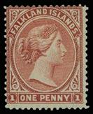 claret cancelled by type F.1 v2 (J)A 25/(19)OC (uniform size) c.d.s., 4d. used (2, one with watermark letter A and straight edge at right), 1s. used. S.G. 1, 2, 2a, 4, cat. 1,140. Photo.