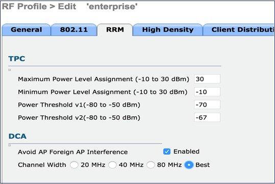 High Density Experience Features in Release 8.1 Dynamic Bandwidth Selection 2 Edit the RF Profile you just created.