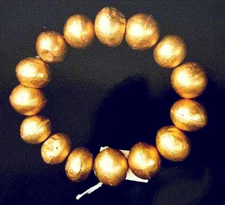 Inca Gold Bead Necklace Maya Relief