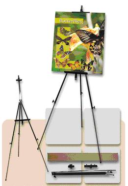 Metal Easel Ideal for any promotion, product launches, etc Special backbone designs allows your poster to be tilted to yourdesired display angle For larger