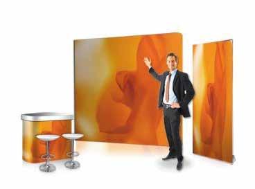 5 and 6 panels mini pop up system Full colour graphic with protective laminate Include portable canvas transit case