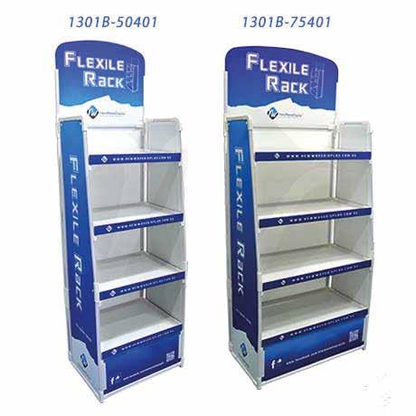 Flexible Rack Series/ Portable PVC Foldable Display Rack Series (suitable for countless time) Flexile Rack 1301B Unlike conventional display made of corrugated board