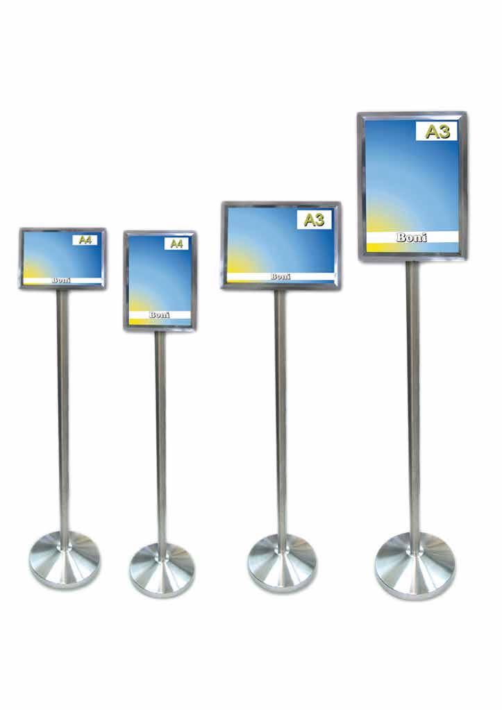 Q-Sign Stand (with wheels) Ideal for any effective crowd direction or simple display of messages and notices. Slot messages in Landscape or Portrait format in between 2mm clear acrylic sheets.