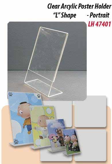 L Shaped Clear Acrylic Holder Ideal for table top display