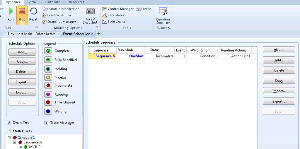 Event Scheduler (Hysys Dynamic) Manually configure a sequence of