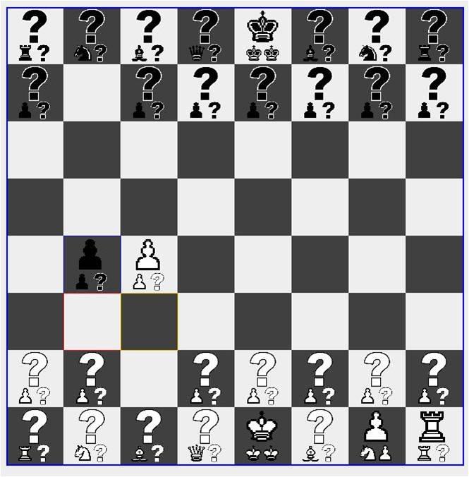 Figure 4: Black about to capture en passant. Alice also created a preliminary version of an entangled variation of Quantum Chess 2.