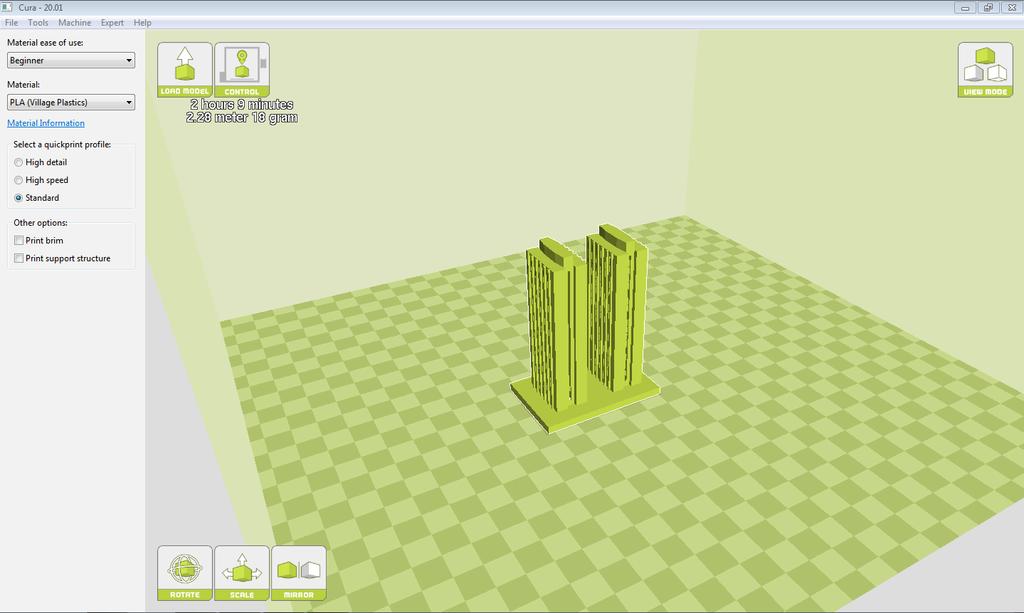 Then three squares will appear in the bottom left corner which will allow you to rotate, scale and mirror your object.