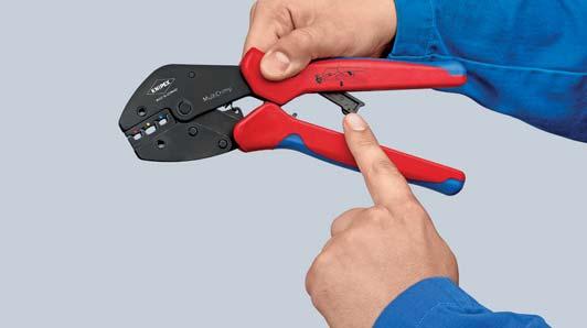 have been pushed on 97 33 02 Crimping pliers with round magazine and five interchangeable crimping dies for non insulated open plug type connectors (plug width 8 6 3 ) from 0 5 6 ²; for insulated