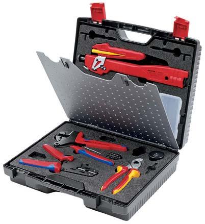 CRIMPING PLIERS Tool Case for Photovoltaics, MC3 (Multi-Contact) 97 91 > the complete tool set to install MC3 connectors > with service tools (hexagonal key) for the change of crimping dies shock