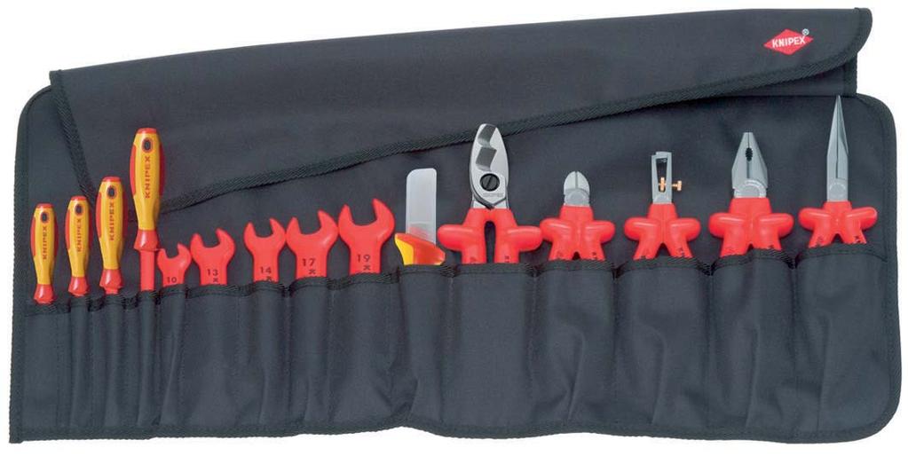 INSULATED TOOLS Tool Roll 15 parts with insulated tools for works on electrical installations IEC 60900 DIN EN 60900 98 9 > tool roll made of hard wearing polyester fabric > with practical,