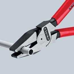 suitable for versatile use > High grade special tool steel, forged, multi stage oil hardened 02 01 180 02 02 180 02 02 225 T* pliers with tether attachment point for mounting a fall protection 02 02