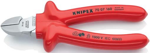 CUTTING PLIERS Diagonal Cutters DIN ISO 5749 70 The next generation of the KNIPEX classic, with even better features: plus longer cutting edges High cutting force due to optimum cutting geometry and