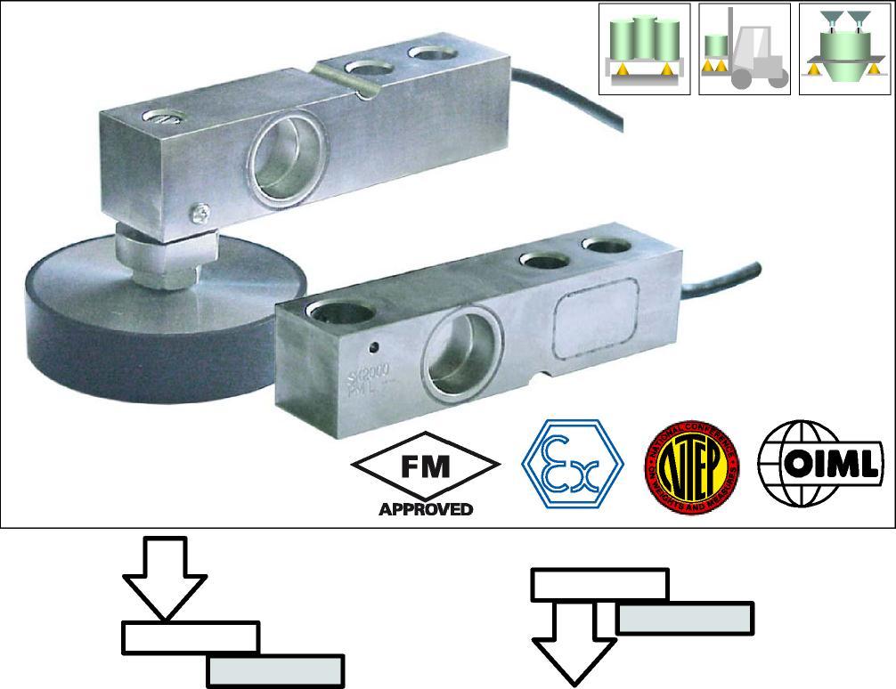Load Cell 300 kg... 2 t Low profile shear beam load cell made of stainless steel hermetically sealed (IP68 protection). Approved up to 6000d R60 OIML and up to 5000d NTEP.