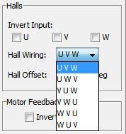 If the needle and Hall states do not track properly, use the Hall Wiring list box and/or Invert Input options (shown below) to swap the amplifier s Hall wire configuration.