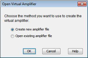 1 Select the Virtual Amplifier node from the Copley Neighborhood. This will display the Open Virtual Amplifier screen: 2 Create new amplifier file Select Create new amplifier and click OK.