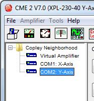 CME 2 User Guide Installation, Startup, and Interface Tour 2.5: Connect to an Amplifier Choose an amplifier by clicking on its name in the Copley Neighborhood.