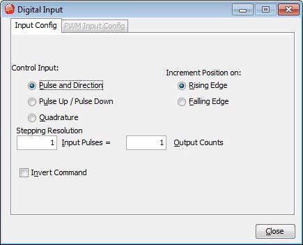 CME 2 User Guide 7.3: Digital Position Input Settings Command Inputs Click the Digital Input button on the Main Screen.