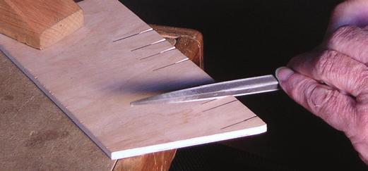 Notice that the left side bevel of the chisel is exactly in the radial