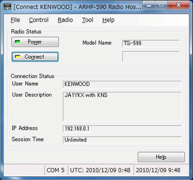 8 EXPANSIVE APPLICATION SOFTWARE 8.4 ARHP-590 (Amateur Radio Host Program) Freeware ARHP-590 is the host application to control the TS-590S with Kenwood Network Command System (KNS).