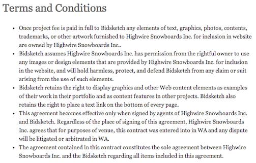 Note: You definitely want to modify your Terms and Conditions section based on the individual project and client.