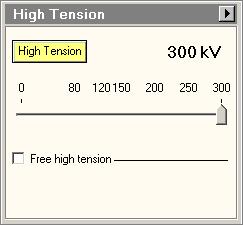 149 30 High Tension (Expert/Supervisor) The High Tension Control Panel. The High Tension Control Panel provides control over the high tension and its setting.