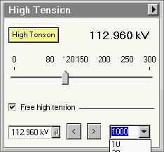 150 Free high tension Through the Free high tension control any high-tension setting between 0 and 300 kv can be set with a minimum step size of 10 volts.