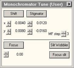 180 37 Monochromator Tune (User) The Monochromator Tune panel.