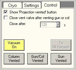 261 51.3 Vacuum Control (Supervisor) The 'Vacuum Control' Control Panel.