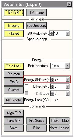 57 The energy shift of 27 ev applied automatically on the transition from HM to LM.