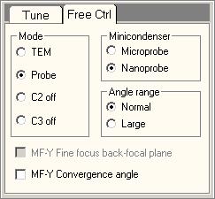 Convergence angle When MF-Y Convergence angle is selected, the semi-convergence angle of the probe can be varied with the Multifunction-Y knob.