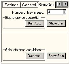90 Show Bias Show Bias displays the current bias-correction image used. Number of gain images Under Number of gain images is defined the number of images that is averaged for the final gain image.