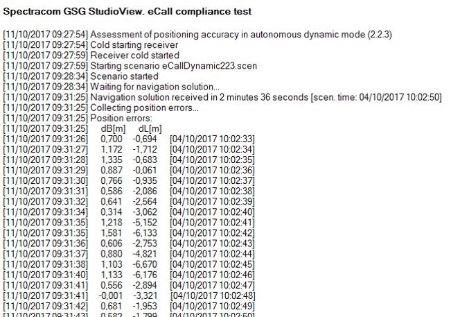 ecall compliance testing tool 7 Observe executed sequence during the test 7 Log the measurements (position errors in this