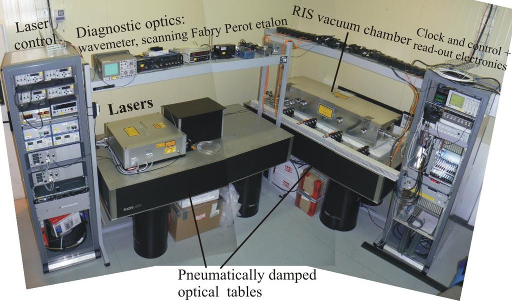 Figure 3: The FSI laser room at CERN houses the amplified two-colour laser, diagnostic optics and the evacuated reference interferometer system, with associated control and read-out electronics.